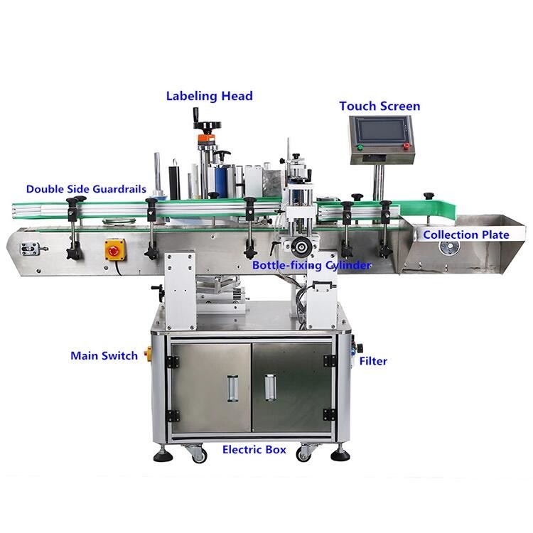 High Quality Automatic Wine Round Bottle Double Side Labeling Sticking Machine, Round Bottle Can Jar Labeller