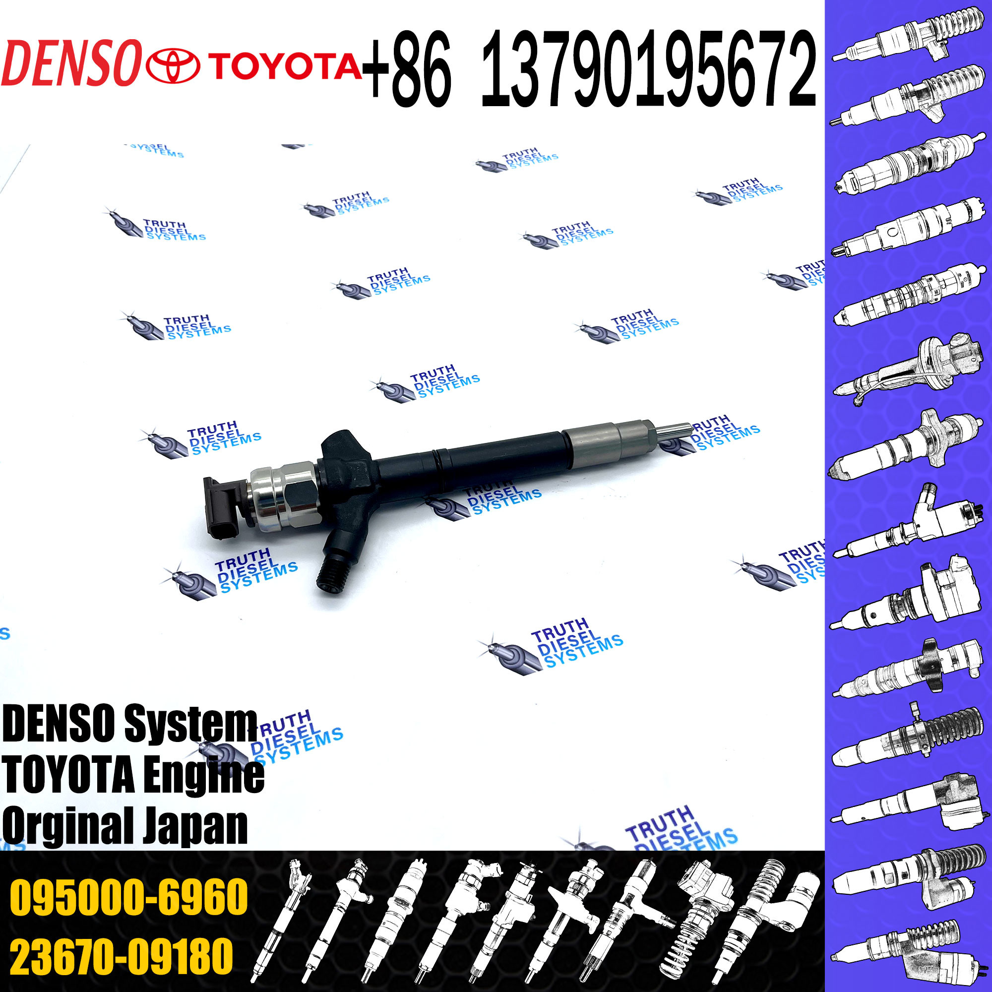 Injector Nozzle 23670-0R030 23670-09240 Injector For Toyota 1AD-FTV Common Rail Injector 095000-6410 095000-6960