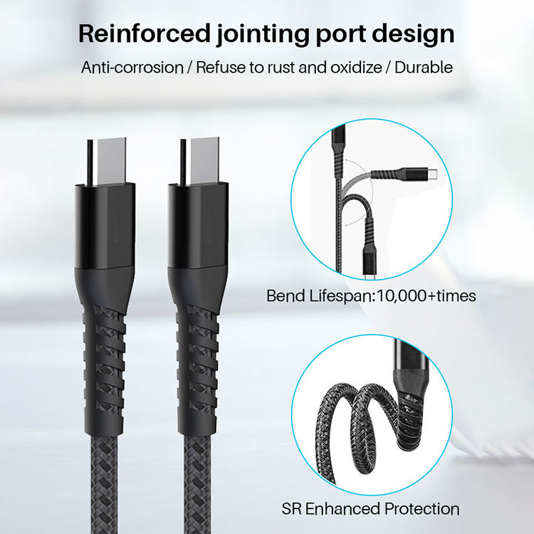 60W 3A Type C To Type C Charging Cable SR Enhanced Protection