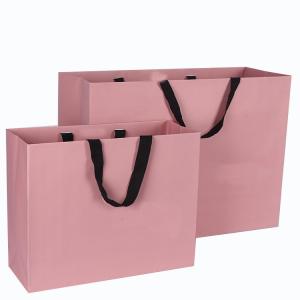 China Pink Color Cardboard Bag Laminated Printed Luxury For Shopping / Gift wholesale