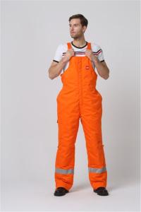 China 2 Side Pockets Orange Winter BIB Pants With Covered Metal Zip wholesale