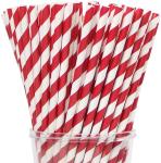 6.35mm Popsticks Red Striped Drinking Christmas Paper Straws