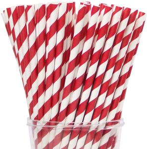China 6.35mm Popsticks Red Striped Drinking Christmas Paper Straws wholesale