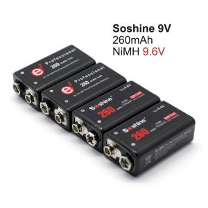 China Soshine 9V 6F22 Ni-MH Rechargeable Battery: 260mAh 9.6V wholesale