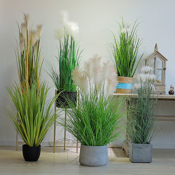Durable Artificial Bonsai Tree Plush Fiber Silk Fabric Aloe Dog Tail Onion Grass / Plastic Flower Pot