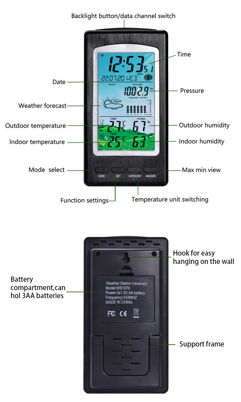 Wireless Weather Station With Precision Temperature And Humidity Meter