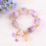 Handmade Gemstone Bracelet Adjustable Charms Amethyst Bracelets Natural Stone