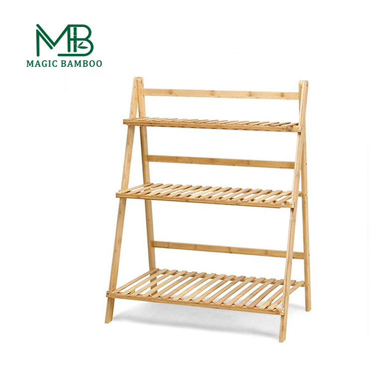 Organize in Style Modern Foldable Bamboo Wall Storage Drying Rack for Shoes and Plants