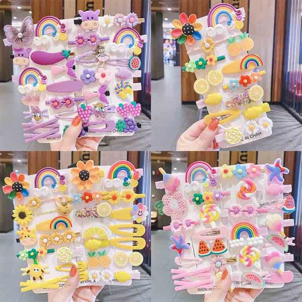 kids girls baby hairpin set 14 cartoon cute girl baby children hairpin flowers