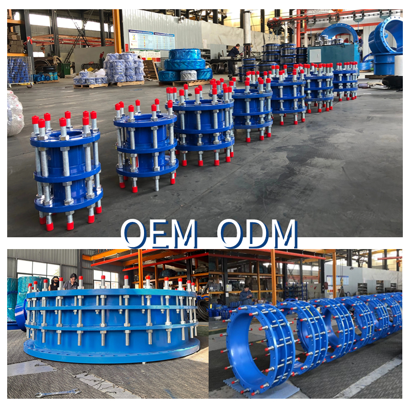 carbon steel dismantling joint assembly in piping Blue Epoxy Coated Butterfly Valve Double Flange Ends