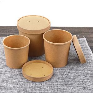 China 500ml Double PE Coated 300g Kraft Paper Salad Bowls Soup Containers wholesale