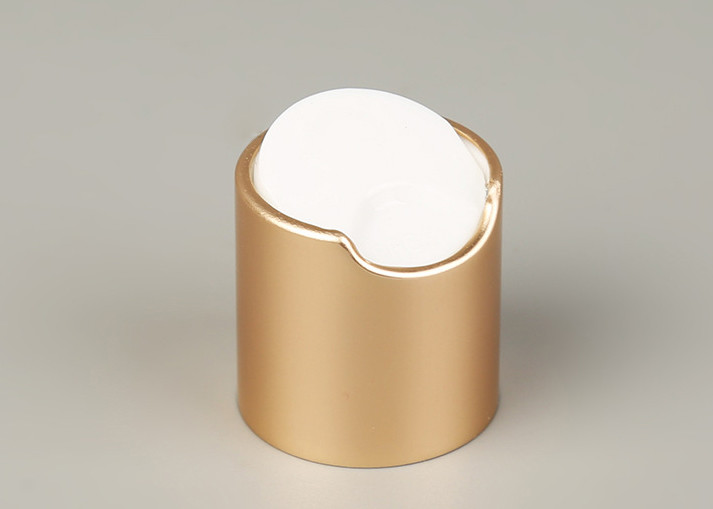 Delicate Cosmetic Bottle Caps Matt Gold Aluminum Disc Top Cap