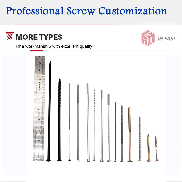 Custom M8 Zinc Self Tapping Stainless Steel Screw 100mm 150mm 200mm Hex Leg Coach Screws