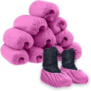 China Printing Logo Pink Non-Slip Disposable Shoe Cover for Dental Protection and Comfort wholesale
