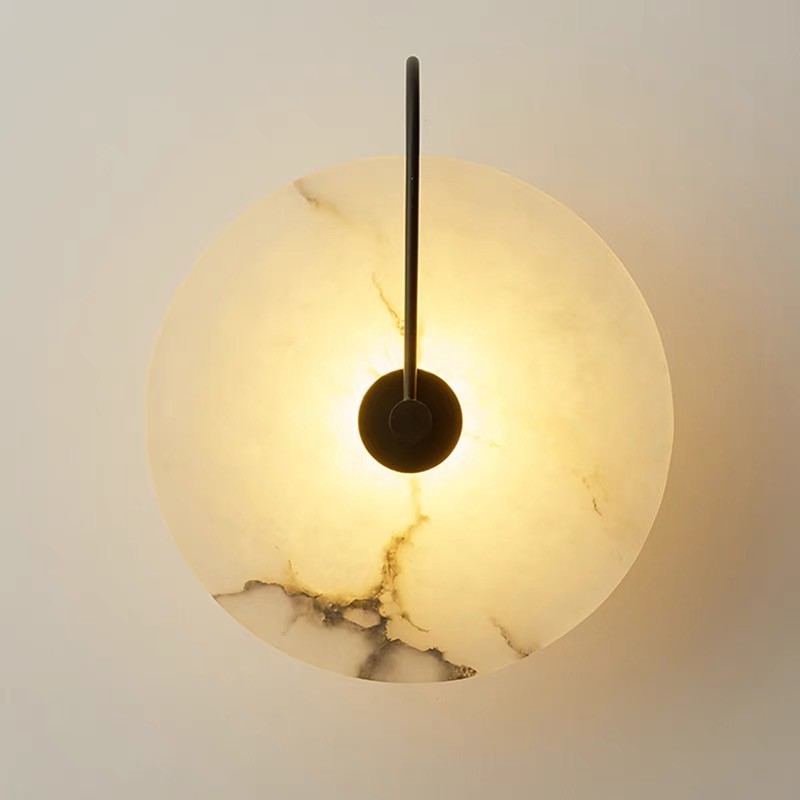 White marble led round and long and plating gold wall lamp for hotel
