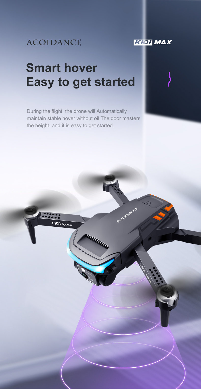 Long Distance Gps Drone Wifi Obstacle Avoidance Drone Toys For Kids Charging time 1 hour K101 Max Drone With Camera 4k