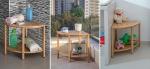 Versatile Indoor Outdoor Freestanding 2-Tier Bamboo Corner Shower Bench with