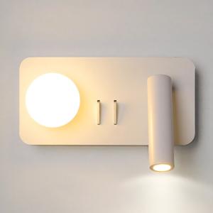 China White Reading acrylic ball Wall Lamp 3W +5W Interior Bedroom Bedside Desk Wall Sconce Light Fixture For Indoor Hotel wholesale