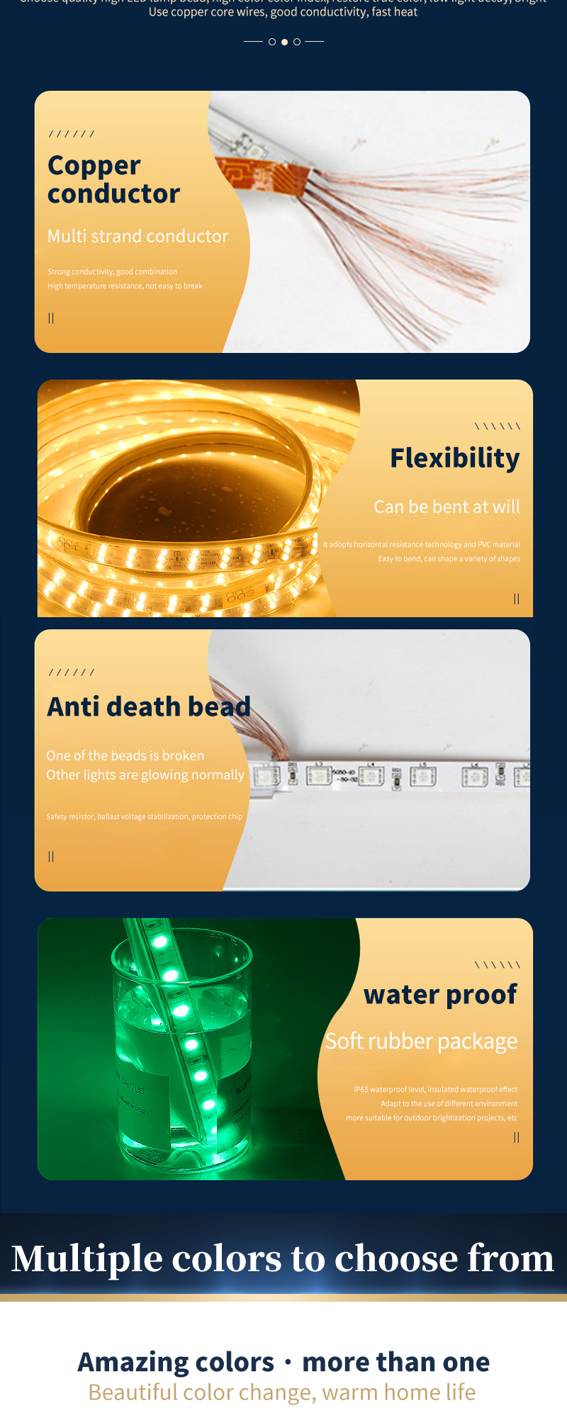 Ac110v Single Color Led Strip 220v Monochrome Light Strip Highlight Double Row Lamp Beads