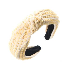 China Velvet Handmade Beaded Headband Knot Wide Brim Hair Band wholesale