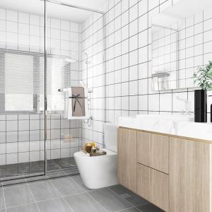 China PVC Mosaic Tiles Design Wallpaper for Apartment Bathroom Decoration 3d Wall Paper Home Improvement wholesale