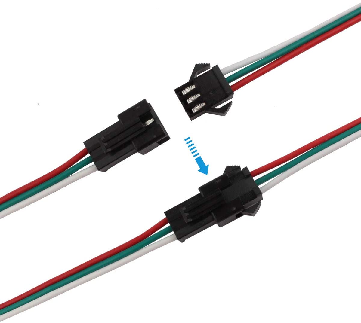 Male Female Plug LED Light Connector Cable 3 Pin SM 14AWG 16AWG Electric Wire Harness