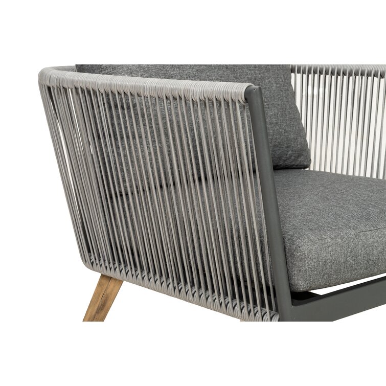 Modern Outdoor Furniture Set with Aluminum Frame and Wood Grain Finish