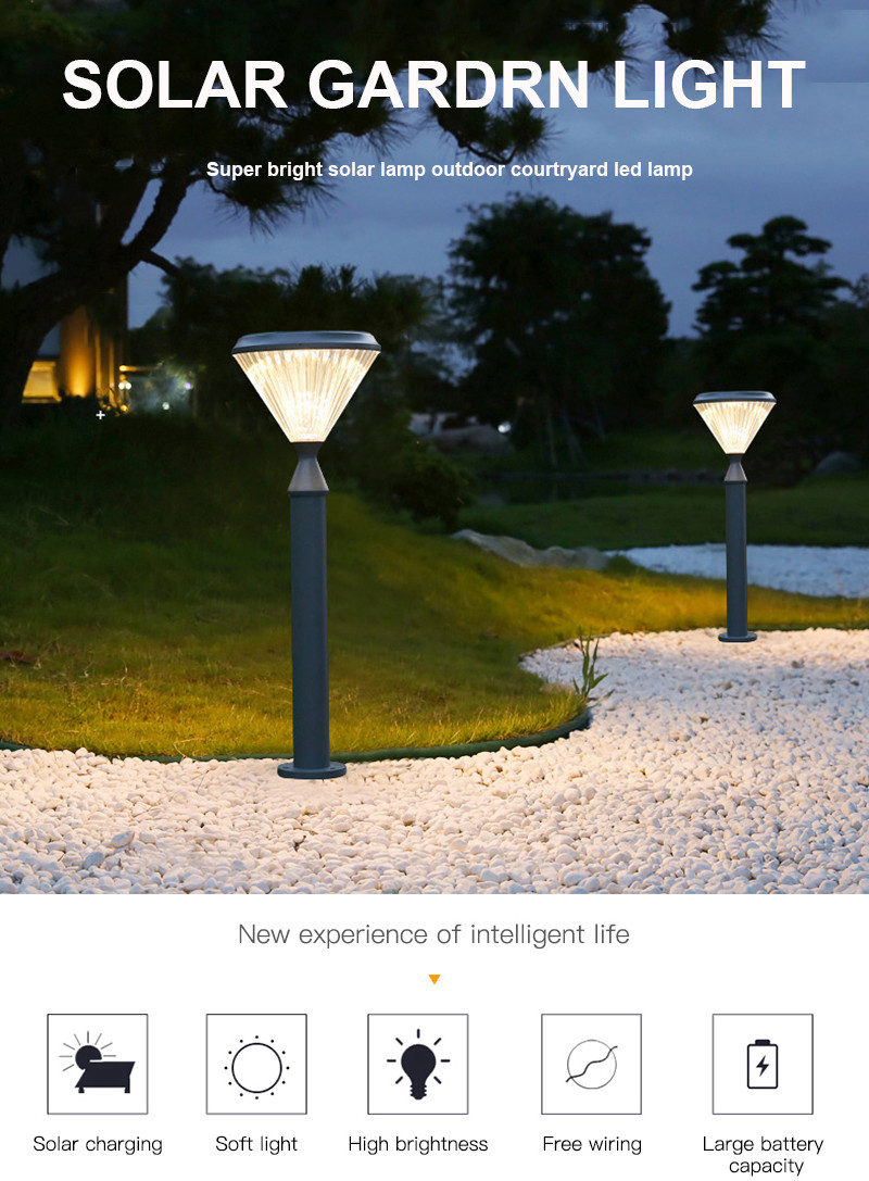 Aluminum Waterproof 3.2V Solar Wall Garden Light 50000H Post Pillar Pathway Decoration