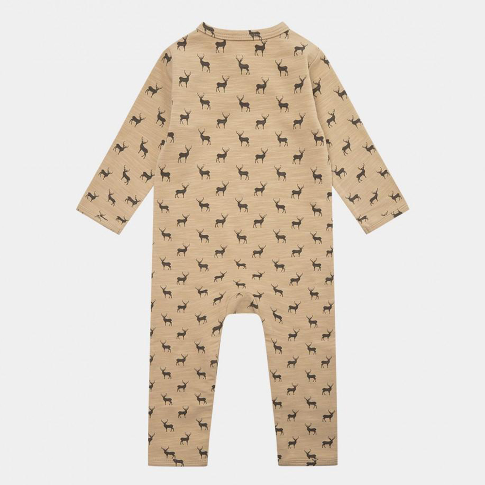 Newborn Baby Girl Deer Printed Romper Jumpsuit Long Sleeve Cotton Knit Bodysuit Romper