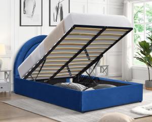 China Upholstered Gas Lift Beds King Size Blue Fabric Bedroom Soothing wholesale