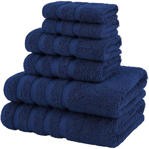 Super Soft Luxury Dobby Border 6 Pieces 100% Cotton Towel Set for Bathroom Shower Woven