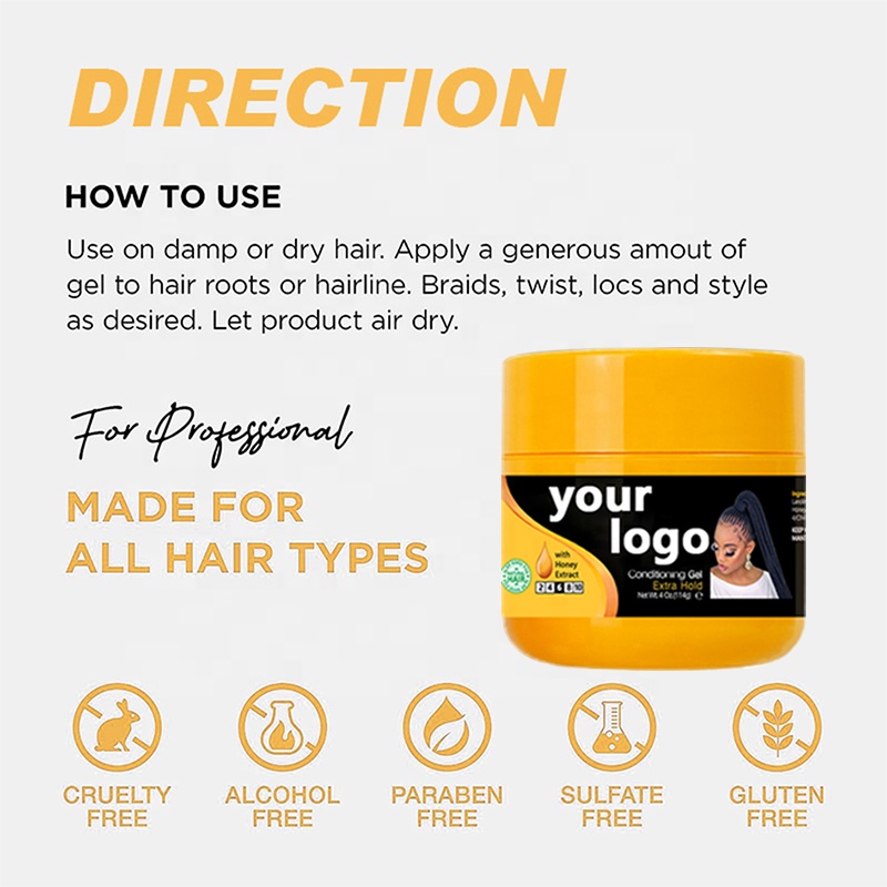 4oz Herbal Hair Styling Gel Wax for Braid Edge Control Unisex Private Label Products