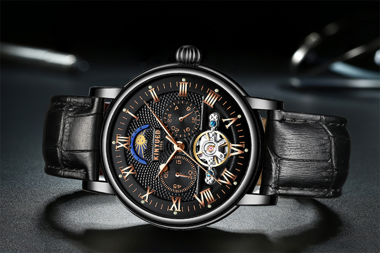 KINYUED 2019 Creative Automatic Men Watches Luxury Brand Moon Phase Mens Mechanical Watch
