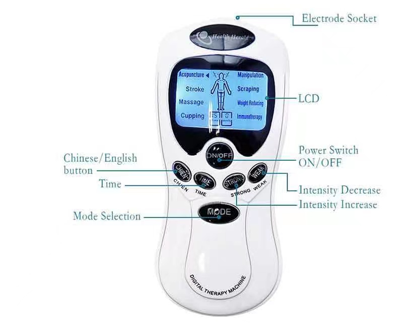 Dual Output Electric Therapy Massager Lightweight EMS Muscle Stimulator TENS Unit