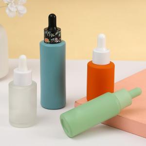 China 1oz Cylinder Flat Shoulder Frosted Dropper Essential Oil Bottle for Other Cosmetic within Glass Material wholesale