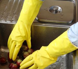 China 30g Flocklined Rubber Dishwashing Gloves For Cleaning wholesale