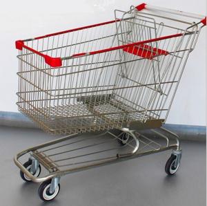 China Steel Grocery Carts On Wheels American Style Chromed Metal Shopping Baskets wholesale