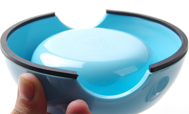 Round 14cm Rubber Bottom Dog Bowl Silicone 4.5cm Stainless Steel