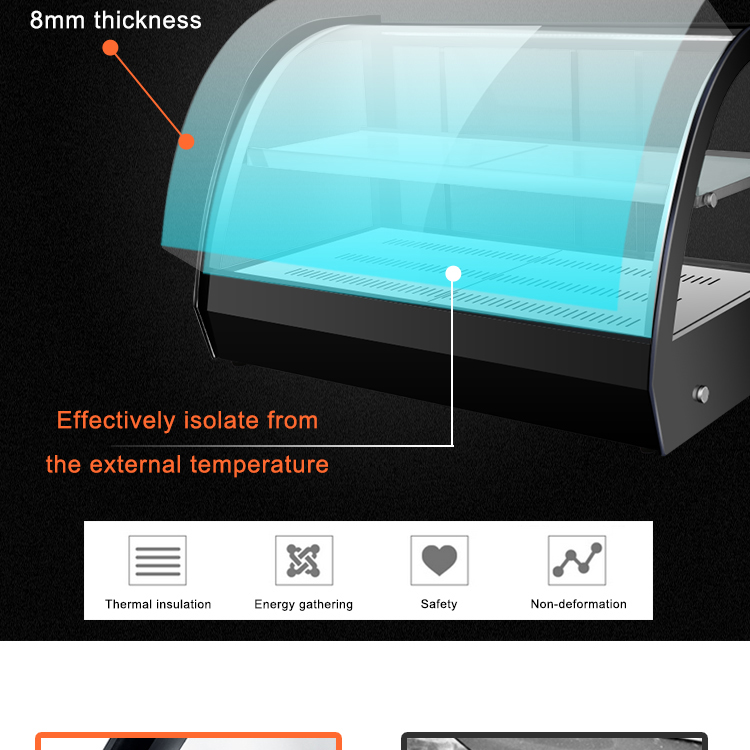 1200x530x580mm Black Curved Glass Food Display Warmer for Hot Food Heating Showcase