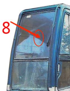 China KOBELCO Right Side Excavator Cab Glass 5mm Windshield Tempered Glass Position No.8 wholesale
