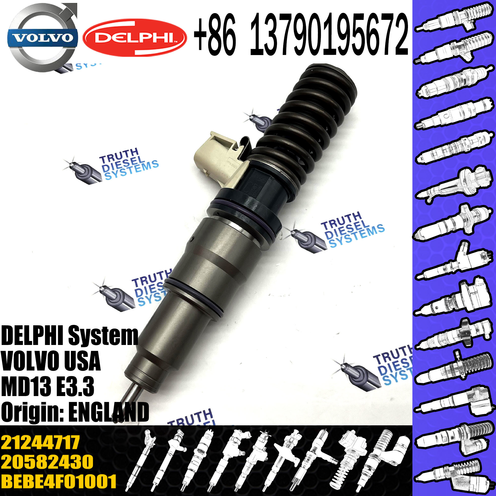 21244717 BEBE4F07001 BEBE4F01001 BEBE4F01102 BEBE4F04001 common rail fuel injector for VOL D13