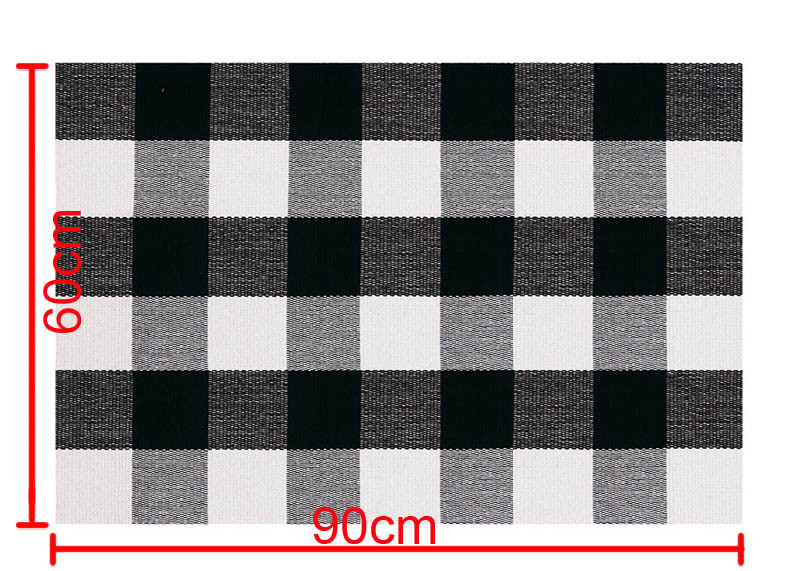 60*90 Cm Cotton And Linen Black And White Plaid Mat , Woven Outdoor Porch Mats
