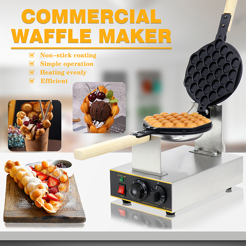 2023 High Productivity Electric Commercial Egg Waffle Maker Machine Bubble Waffle Machine