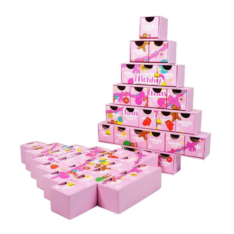 Christmas Xmas Advent Calendar Custom Design Open Door Magnet Paper Cardboard Gift Packaging Packing Package Box for Food Toy Chocolate Cosmetic Jewelry Makeup