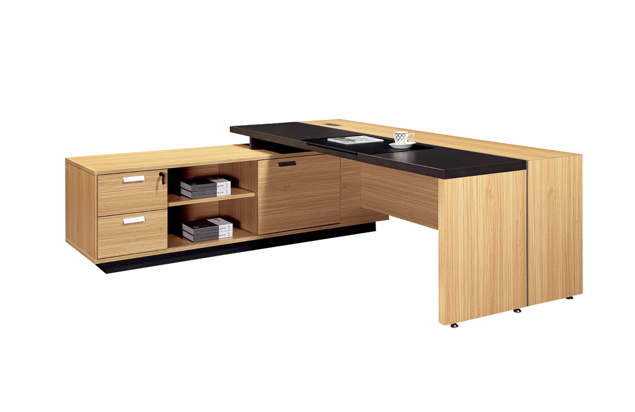 Round Edge MDF Paper Office Desk Boss Table OEM / ODM Wooden Office Table