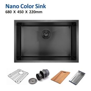 China 68x45 Coloured Stainless Steel Sink , 26 3/4&quot; Black Brushed Undermount Kitchen Sink wholesale