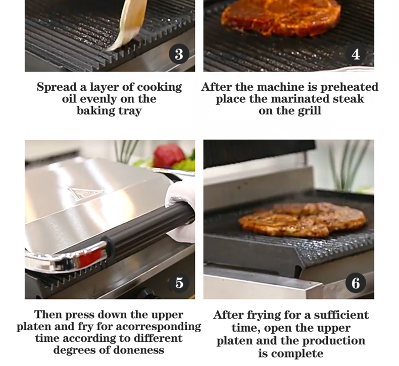 Stainless Steel Cast Iron Sandwich Panini Contact Grill Maker Dismountable Oil Collector