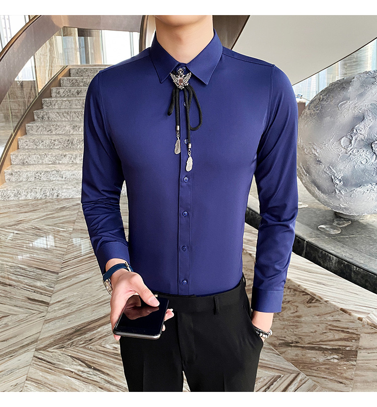 5000 Men's Formal Shirts in Casual Slim Cotton Long-Sleeved Design for Customization