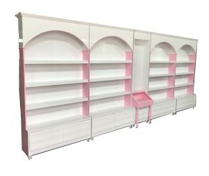 China Pink Beauty Shop Makeup Display Cabinet Shelf For Cosmetics 900*350*2200mm wholesale