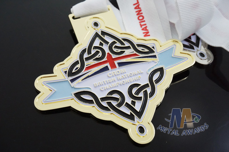 Gold / Silver / Copper Die Cacting Metal Award Medals One Side With Soft Enamel